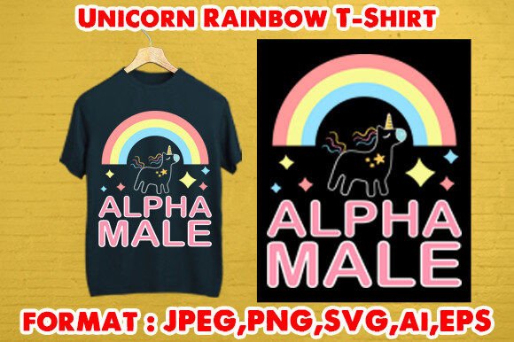 Alpha Male Unicorn Rainbow T-Shirt Graphics