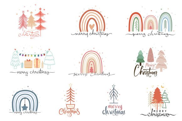 Boho Christmas T-shirt Svg Design Bundle