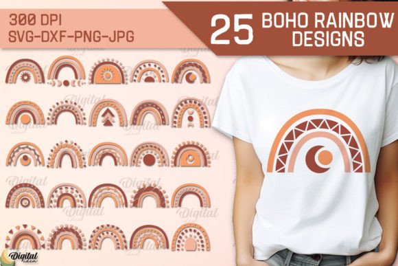 Boho Rainbow SVG Bundle T-Shirt Design Graphics