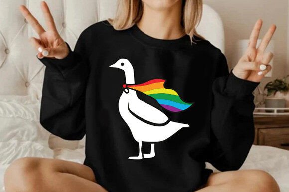 Embroidered Rainbow Goose Shirt Graphics for T-Shirt Designs