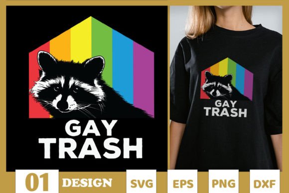 Gay Trash Raccoon LGBT Rainbow SVG Graphics