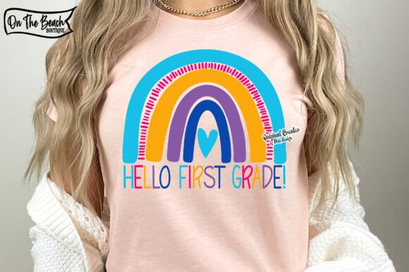 Hello First Grade Rainbow SVG Teacher
