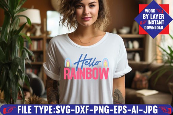 Hello Rainbow Svg Design Graphics