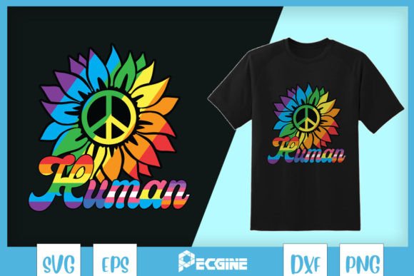 Human Sunflower LGBT Pride Rainbow SVG Graphics