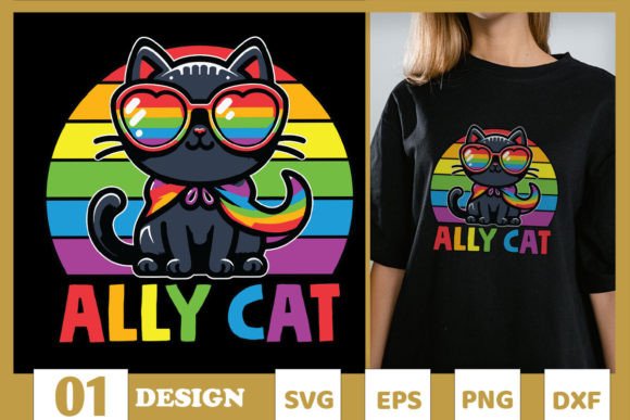 LGBT Ally Cat Be Kind Gay Rainbow SVG Graphics
