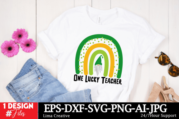 One Lucky Teacher SVG: Graphics for T-Shirt Designs