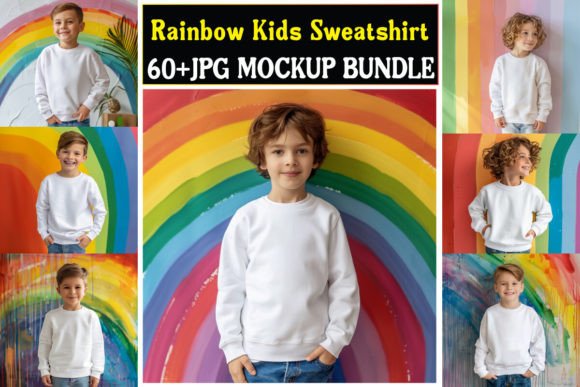 Rainbow Kids Sweatshirt Mockup Bundle 01