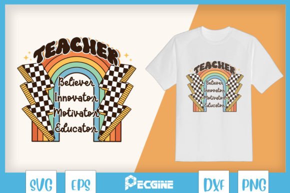 Retro Rainbow Teacher Innovator SVG Graphics