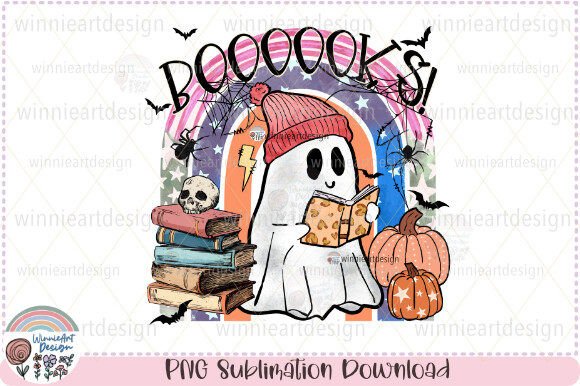 Spooky Reading Halloween Retro Rainbow Graphics