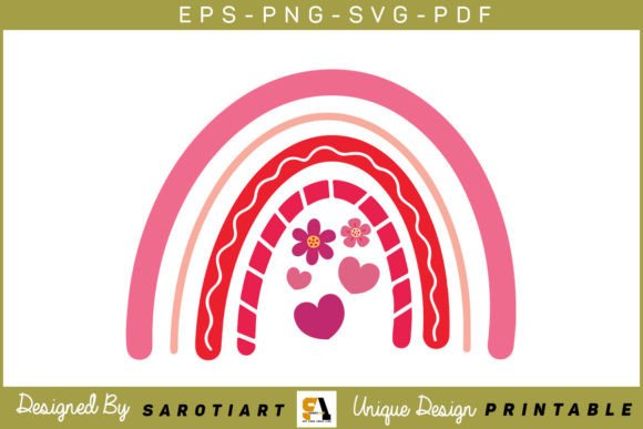 Valentine Rainbow Design Groovy T-shirt: Graphics & Print Templates