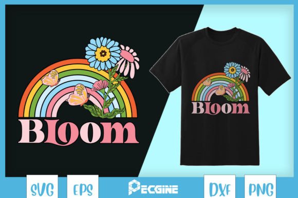 Vintage Bloom Flower Rainbow SVG for T-Shirt Designs
